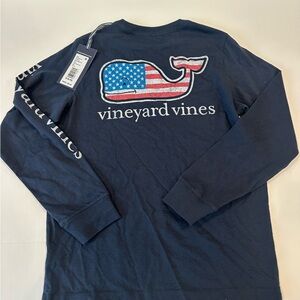 Vineyard Vines Navy Flag Long Sleeve Tee